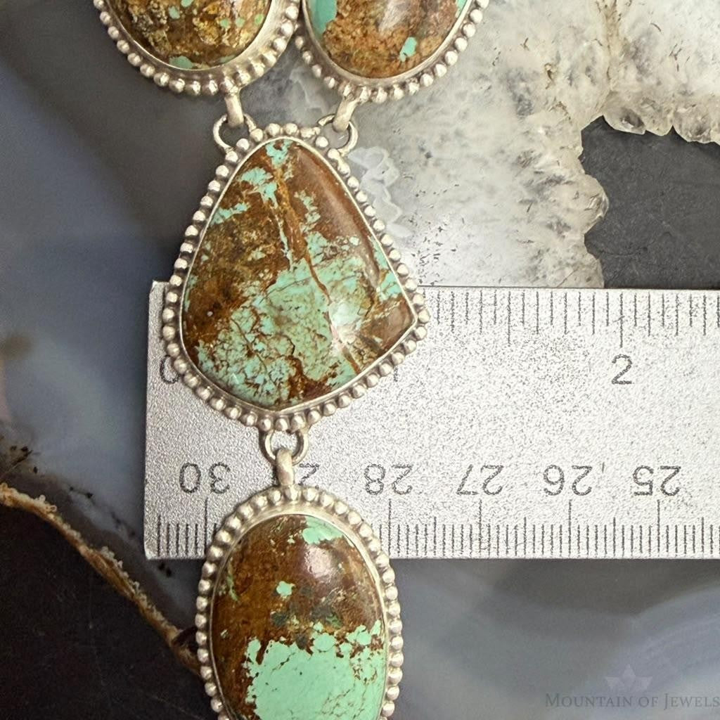 Sterling Silver Southwestern Style Montezuma Turquoise Lariat Necklace For Women