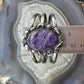 Sterling Silver Southwestern Style Large Oval Charoite Decorated Bracelet For Women