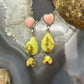 Sterling Silver Southwestern Style Teardrop Palomino & Heart Pink Conch Dangle Earrings For Women