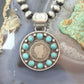 Genuine 1908 90% Silver Barber Head Dime Coin w/Mohave Turquoise Unisex Pendant