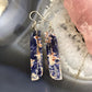 Sterling Silver Elongated Tilde Shape Blue Sodalite Slab Dangle Earrings For Women  #216