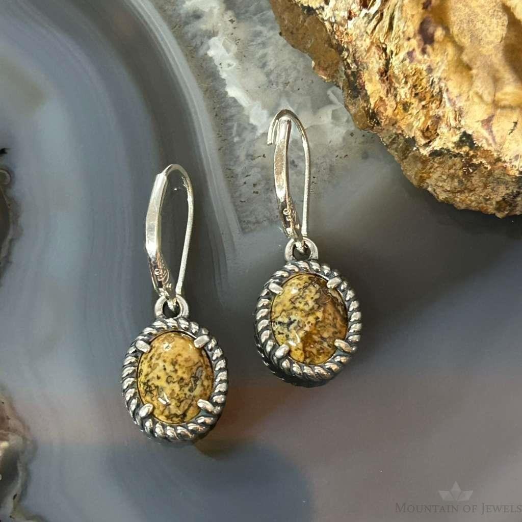 Carolyn Pollack Sterling Silver Spiny Oyster/Picture Jasper Double Sided Dangle Earrings