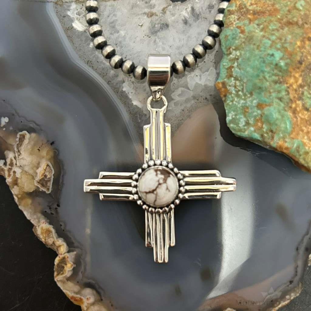 Sterling Silver Southwestern Style Round Wild Horse Unisex Zia Pendant #4