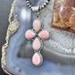 Native American Sterling Silver 5 Teardrop Pink Conch Cross Pendant For Women