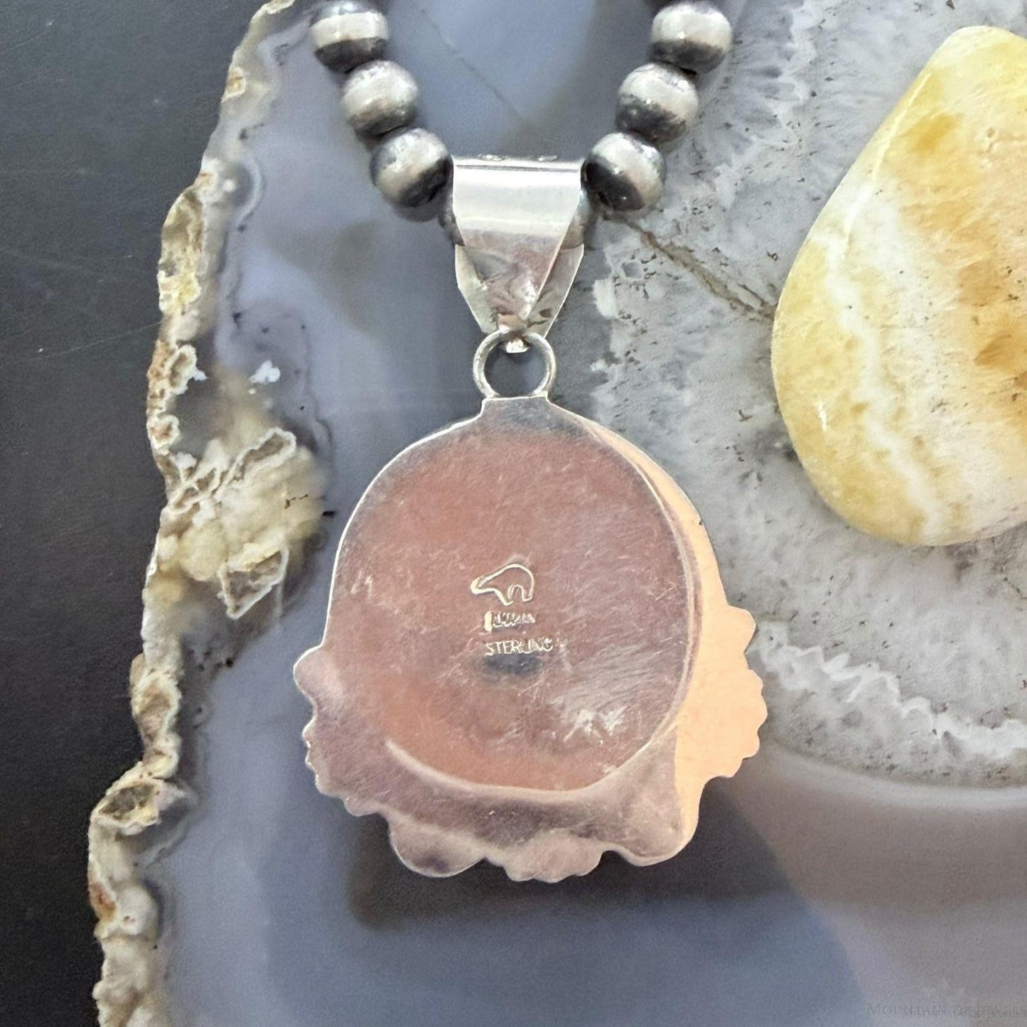 Alonzo Mariano Native American Sterling Silver Overlay Native American Motifs Unisex Pendant