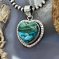 Sterling Silver Southwestern Style Azurite Malachite Heart Pendant For Women