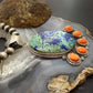 Sterling Silver Southwestern Style Azurite Chrysocolla & Spiny Oyster Decorated Pendant
