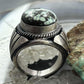 Native American Sterling Silver Oval Turquoise w/Matrix Shield Ring Size 9.5 For Men