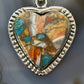Sterling Silver Southwestern Style Turquoise Spiny Oyster Heart Pendant For Women