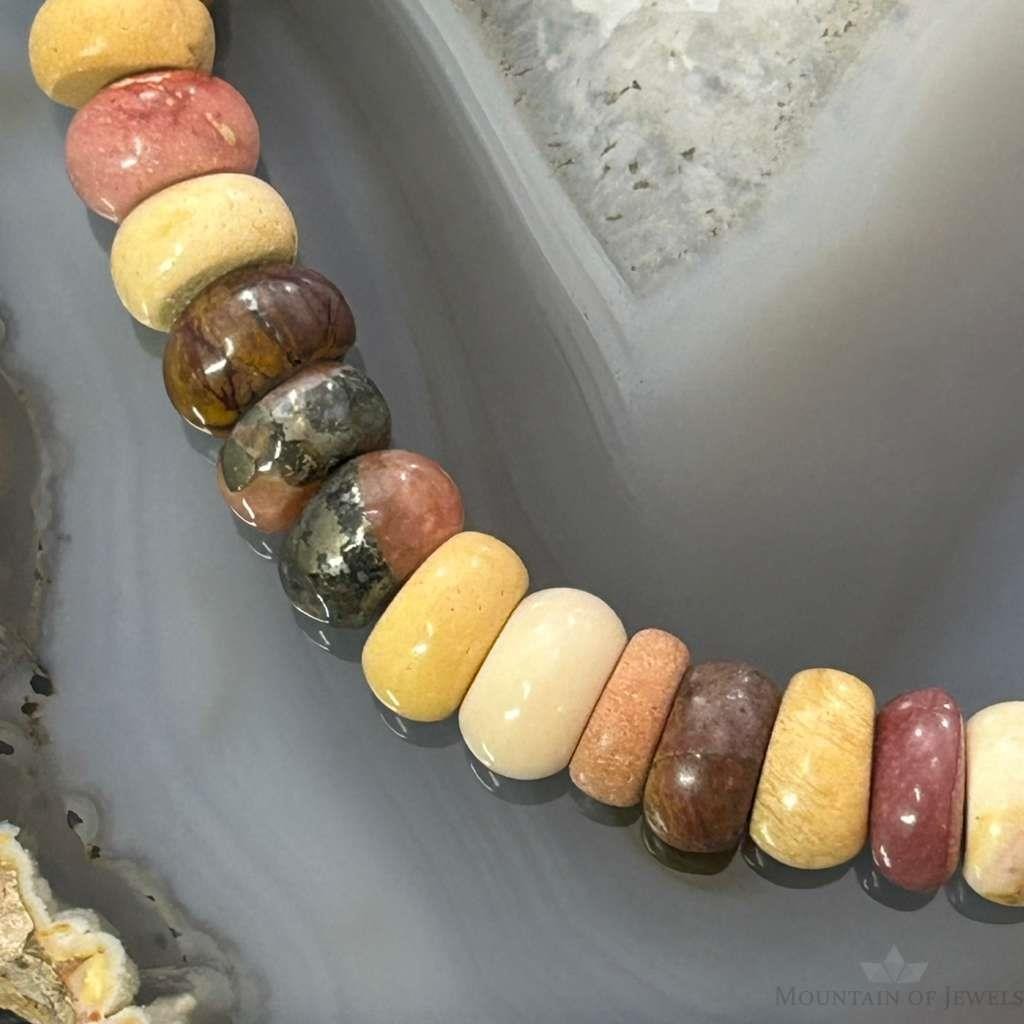 Sterling Silver Mokaite Jasper Beads 8" Bracelet For Women