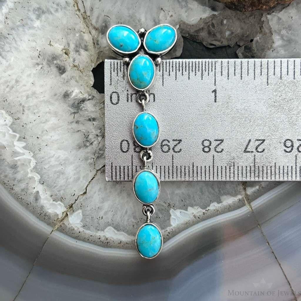 Native American Sterling Silver Turquoise Cluster Post Earrings For Women
