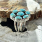 Sterling Silver Southwestern Style Mohave Turquoise Cluster Ring Size 7.5 For Women
