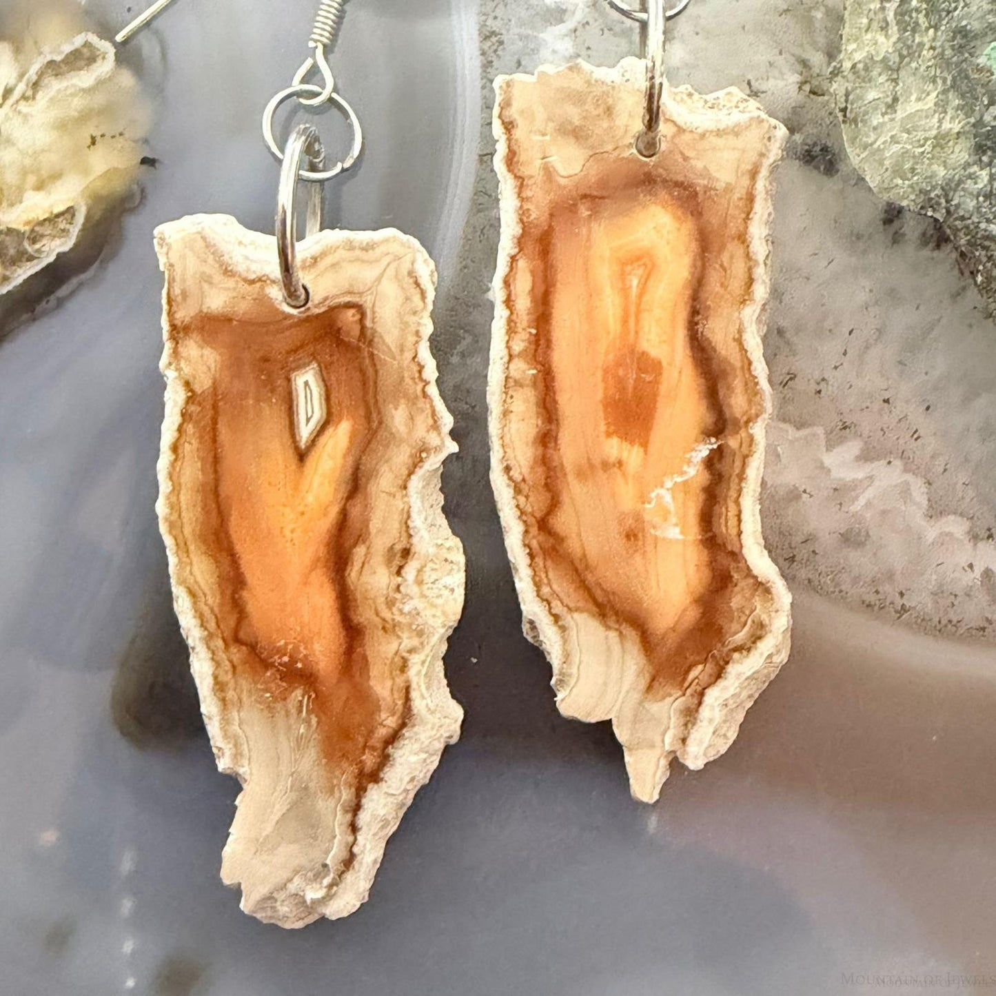 Sterling Silver Agate Slab Dangle Earrings For Women #405