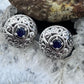 Carolyn Pollack Sterling Silver Faceted Round Sapphire Omega Back Stud Earrings For Women