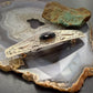 Signed Vintage Sterling Silver Native American Onyx Stamped Hair Barrette For Women