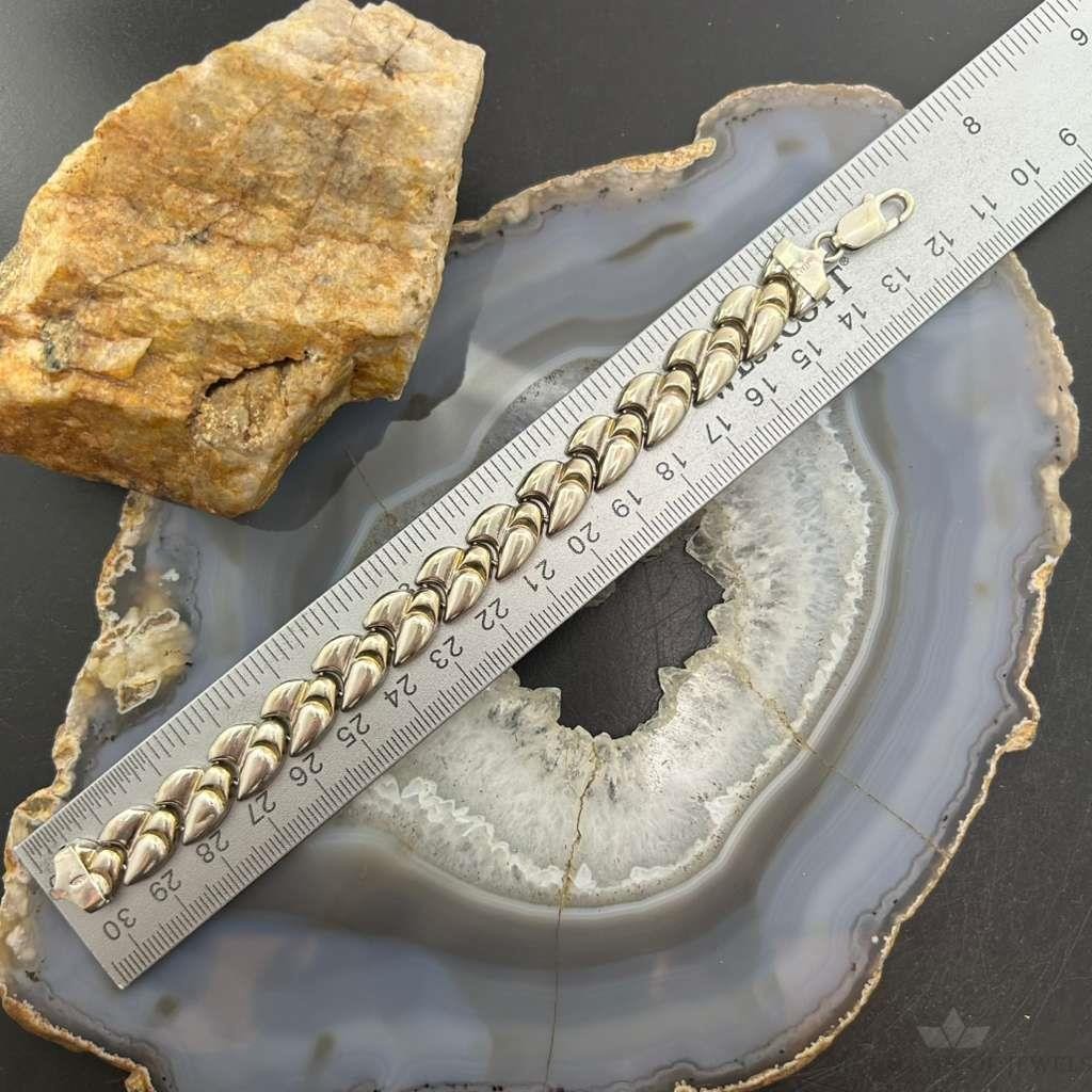 Vintage Sterling Silver Silver 7" Fashion Link Bracelet For Women