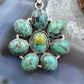 Sterling Silver Southwestern Style Oval Turquoise Cluster Pendant For Women