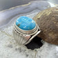 Native American Sterling Silver Oval Kingman Turquoise Shield Ring Size 11.25 For Men