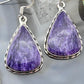 Sterling Silver Southwestern Style Teardrop Charoite Dangle Earrings For Women