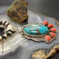 Sterling Silver Southwestern Style Oval Shattuckite & Spiny Oyster Decorated Pendant For Women