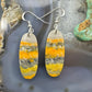 Sterling Silver Oval Bumblebee Jasper Slab Dangle Earrings For Women #199