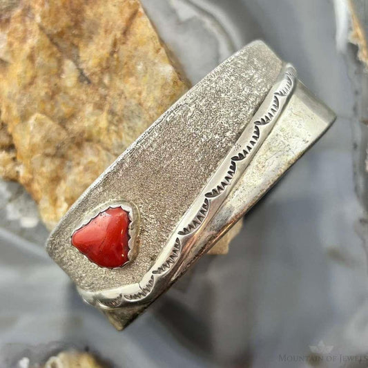 Lee Bennett Vintage Native American Sterling Silver Coral Bracelet For Women