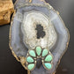 Sterling Silver Southwestern Style 7 Teardrop Royston Turquoise Naja Necklace For Women
