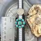 Sterling Silver Southwestern Style Mohave Turquoise Cluster Ring Size 7.5 For Women