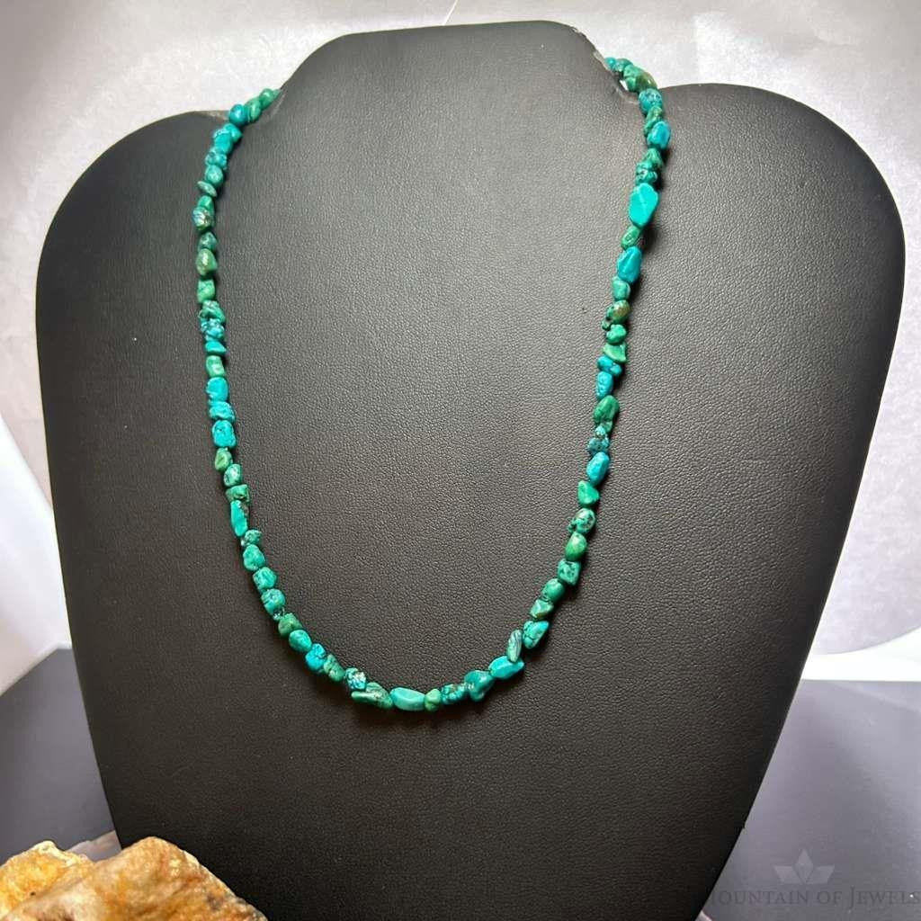 Sterling Silver Natural Turquoise Beads 16" Necklace For Women