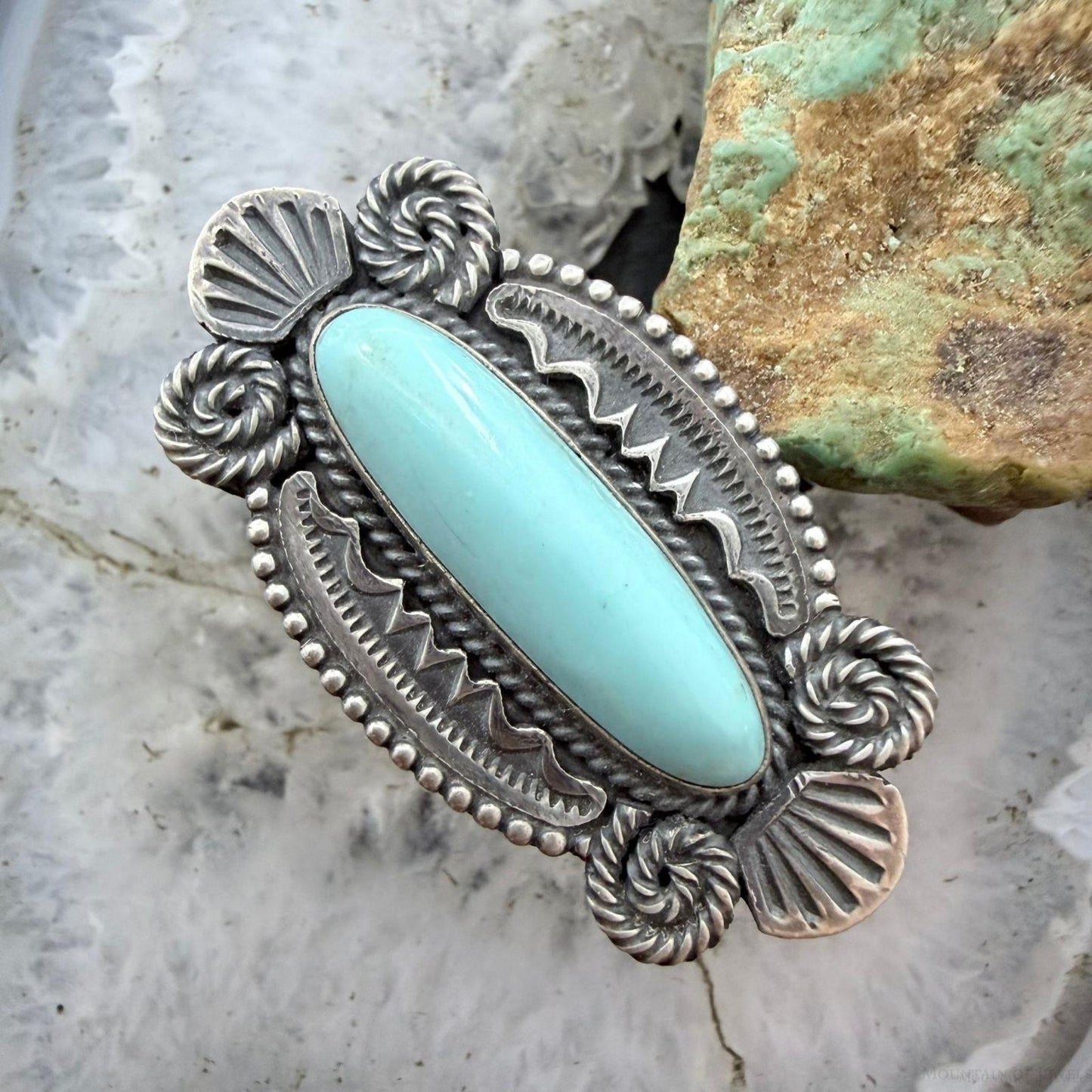 Michael Calladitto Native American Sterling Silver Turquoise Ring Size 7 For Women