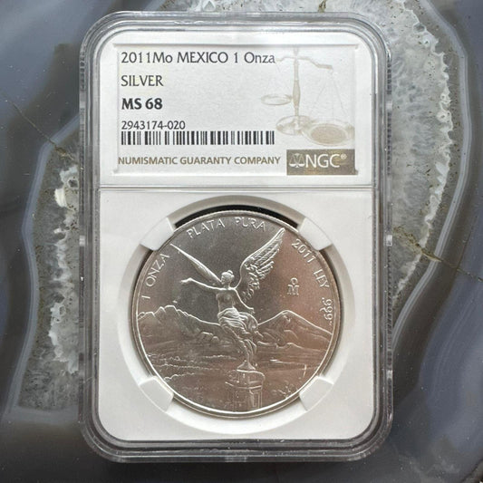 2011 Mexico One Ounce Libertad .999 Fine Silver NGC MS68 #2943174-020