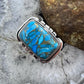 Sterling Southwestern Style Cooper Turquoise Decorated Bar Ring Size 8.5 For Women