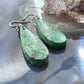 Sterling Silver Elongated Teardrop Green River Jasper Slab Dangle Earrings For Women #242