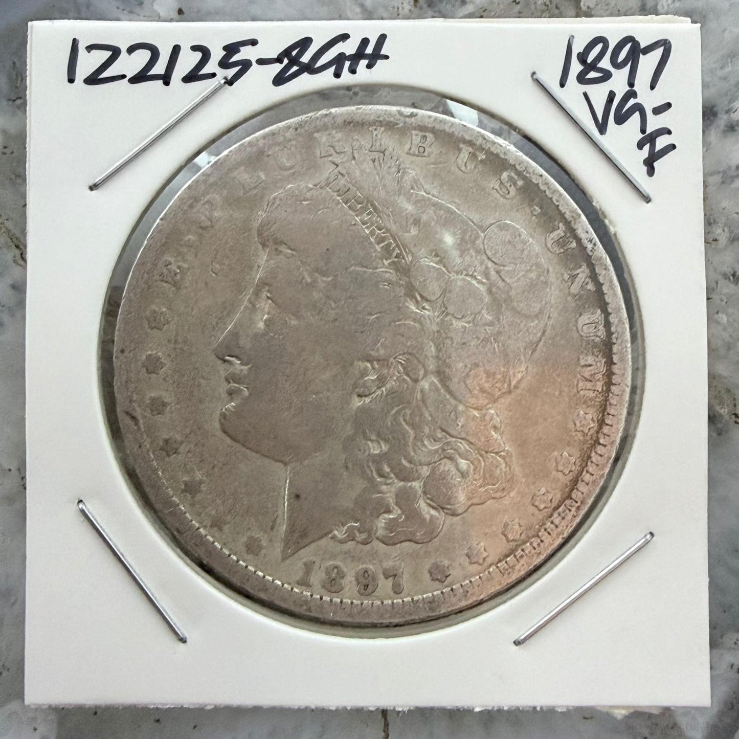 US 1897 90% Morgan Silver Dollar VG-F #122125-8GH