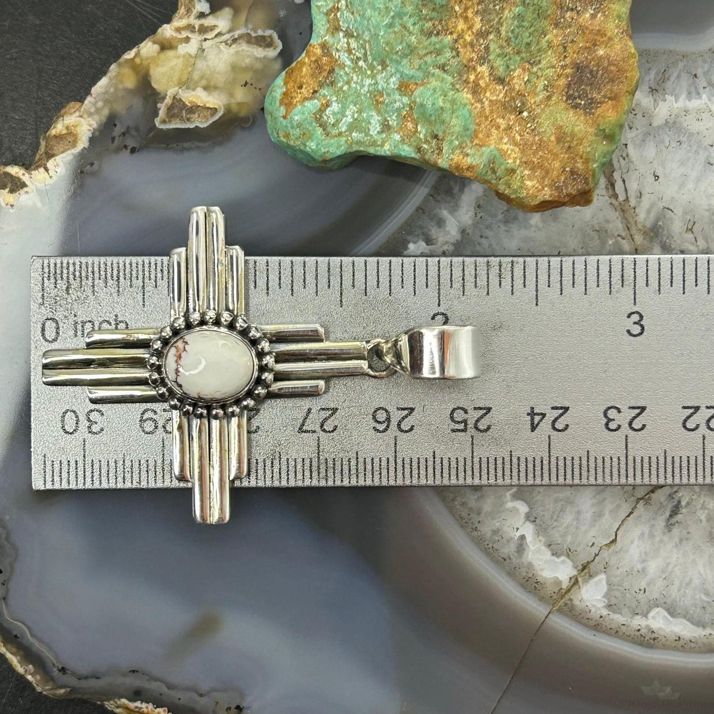 Sterling Silver Southwestern Style Oval Wild Horse Unisex Zia Pendant #1