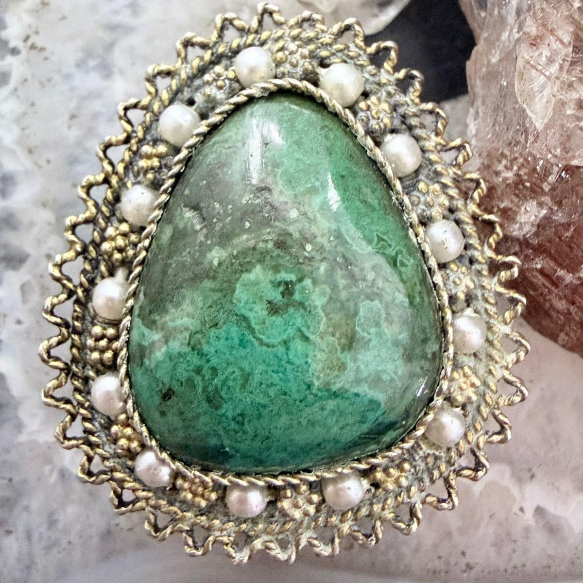 Sterling Silver Eilat Stone with Pearls Beads Fashion Brooch/Pendant For Women