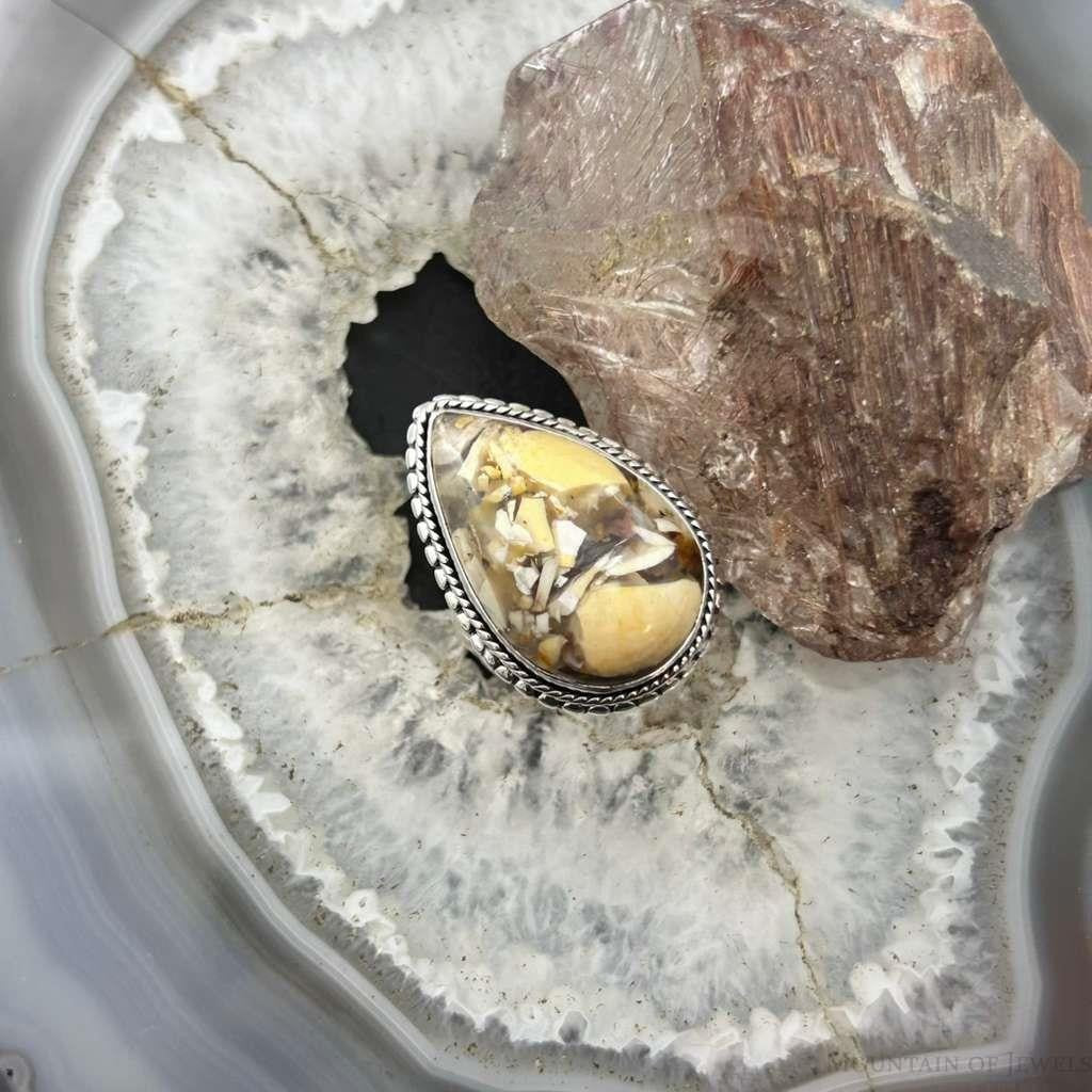 Sterling Silver Southwestern Style Teardrop Mookaite Jasper Ring Size 7.5 For Women