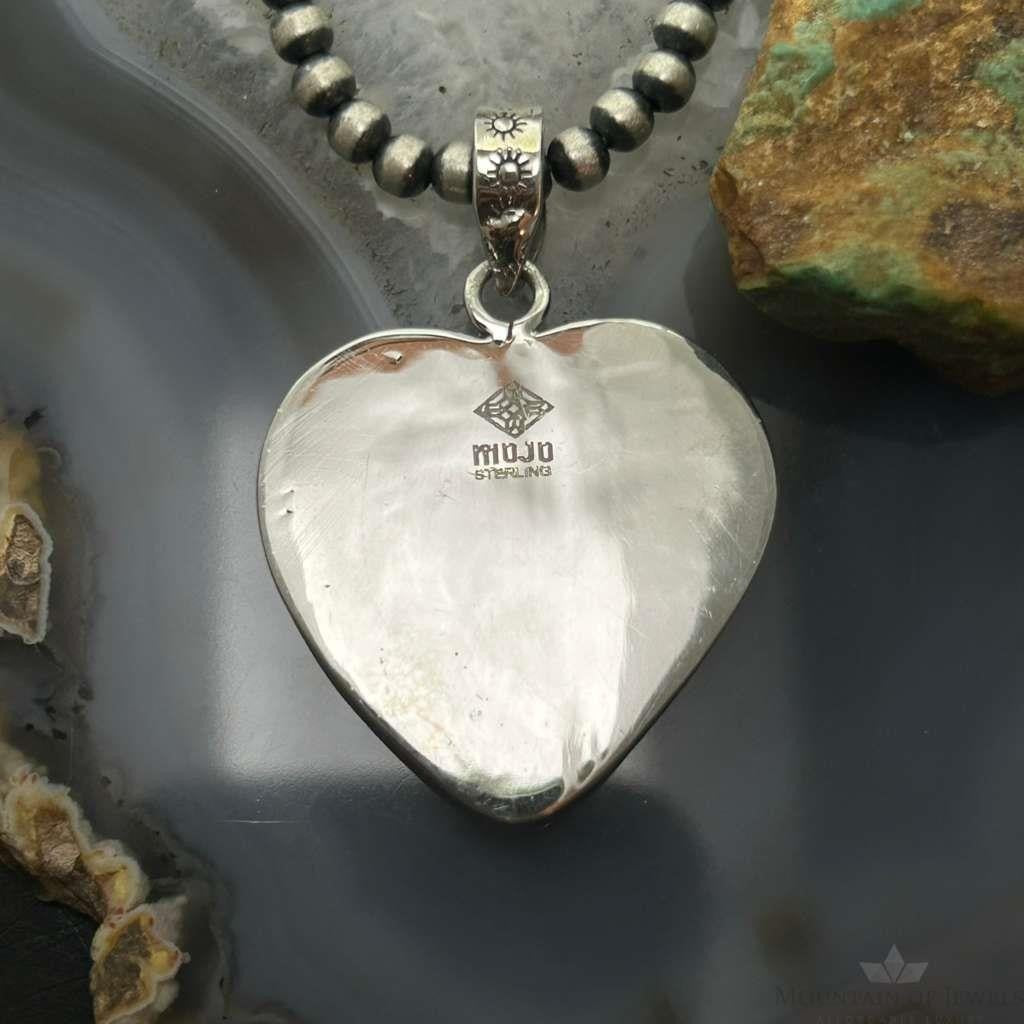 Sterling Southwestern Style Turquoise Spiny Oyster Heart Pendant For Women #2