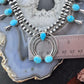 Sterling Silver Southwestern Style Turquoise Squash Blossom 18"-20" Necklace For Women