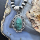 Sterling Silver Southwestern Style Oval Emerald Decorated Pendant For Women
