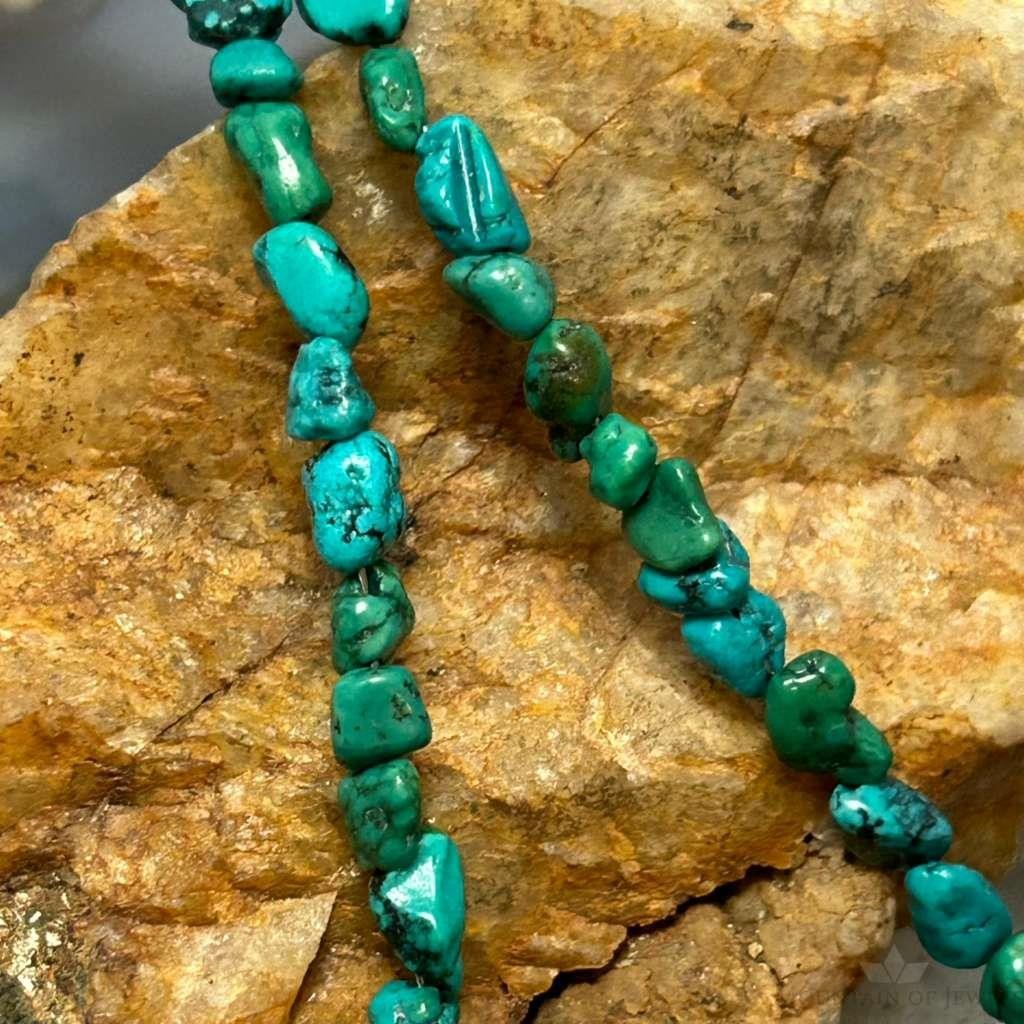Sterling Silver Natural Turquoise Beads 16" Necklace For Women