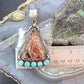 Sterling Silver Southwestern Style Triangle Dendritic Jasper & Turquoise Pendant For Women