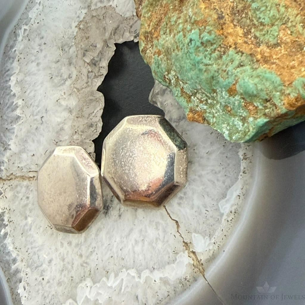 Vintage Sterling Silver Octagon Fashion Stud Earrings For Women