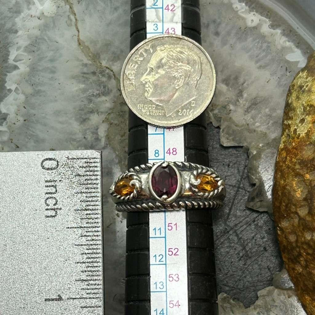 Carolyn Pollack Sterling Silver Faceted Citrine & Tourmaline Ring Size 5.25 For Women