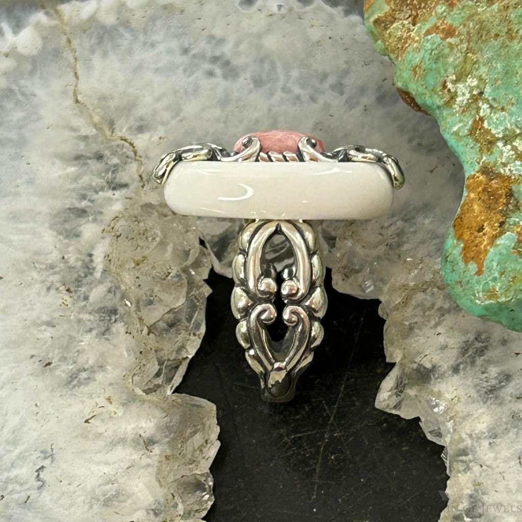 Carolyn Pollack Sterling Silver White Agate & Rhodochrosite Ring Size 5.25 For Women