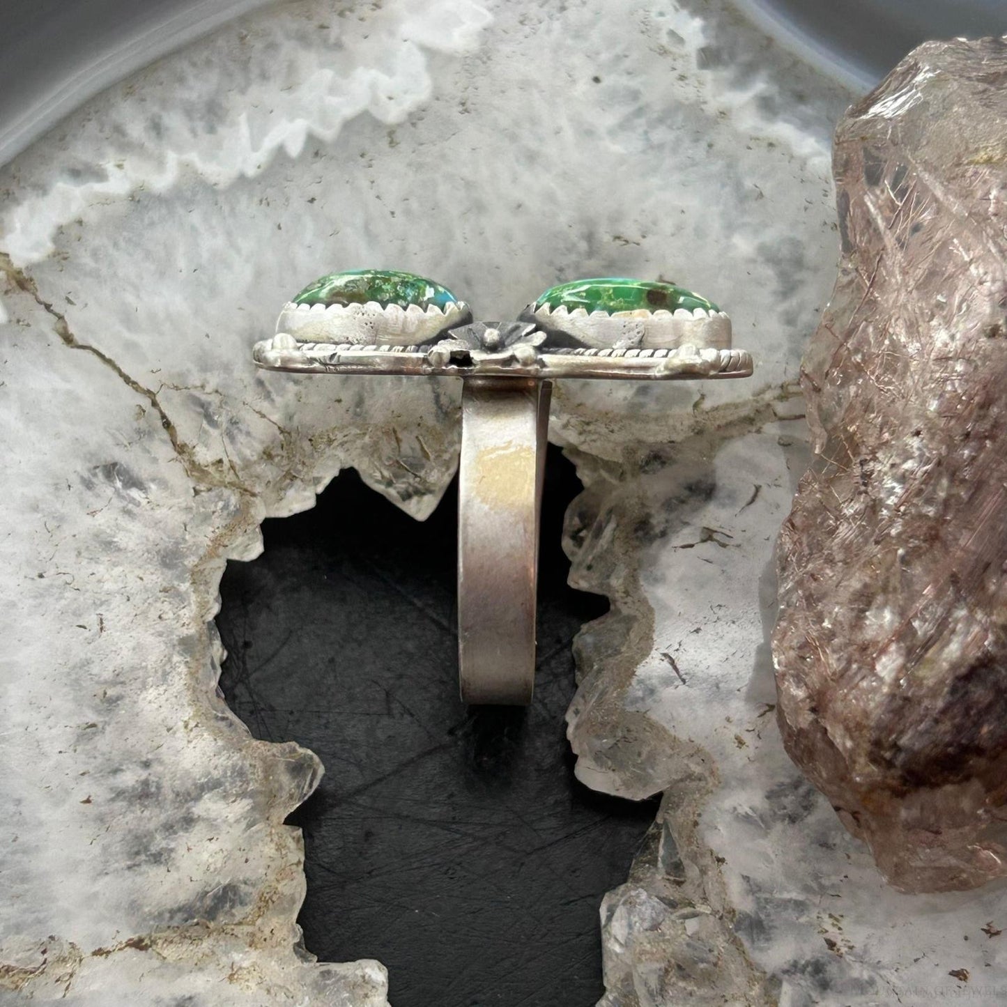 Sterling Silver Southwestern Style 2 Sonora Gold Turquoise Adjustable Ring For Women #4