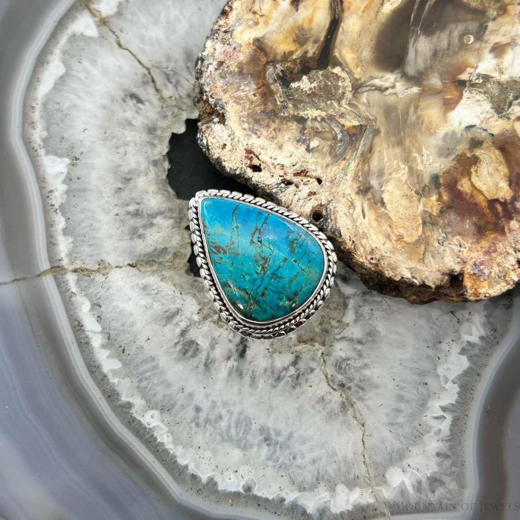 Sterling Silver Southwestern Style Teardrop Shattuckite Ring Size 7 For Women