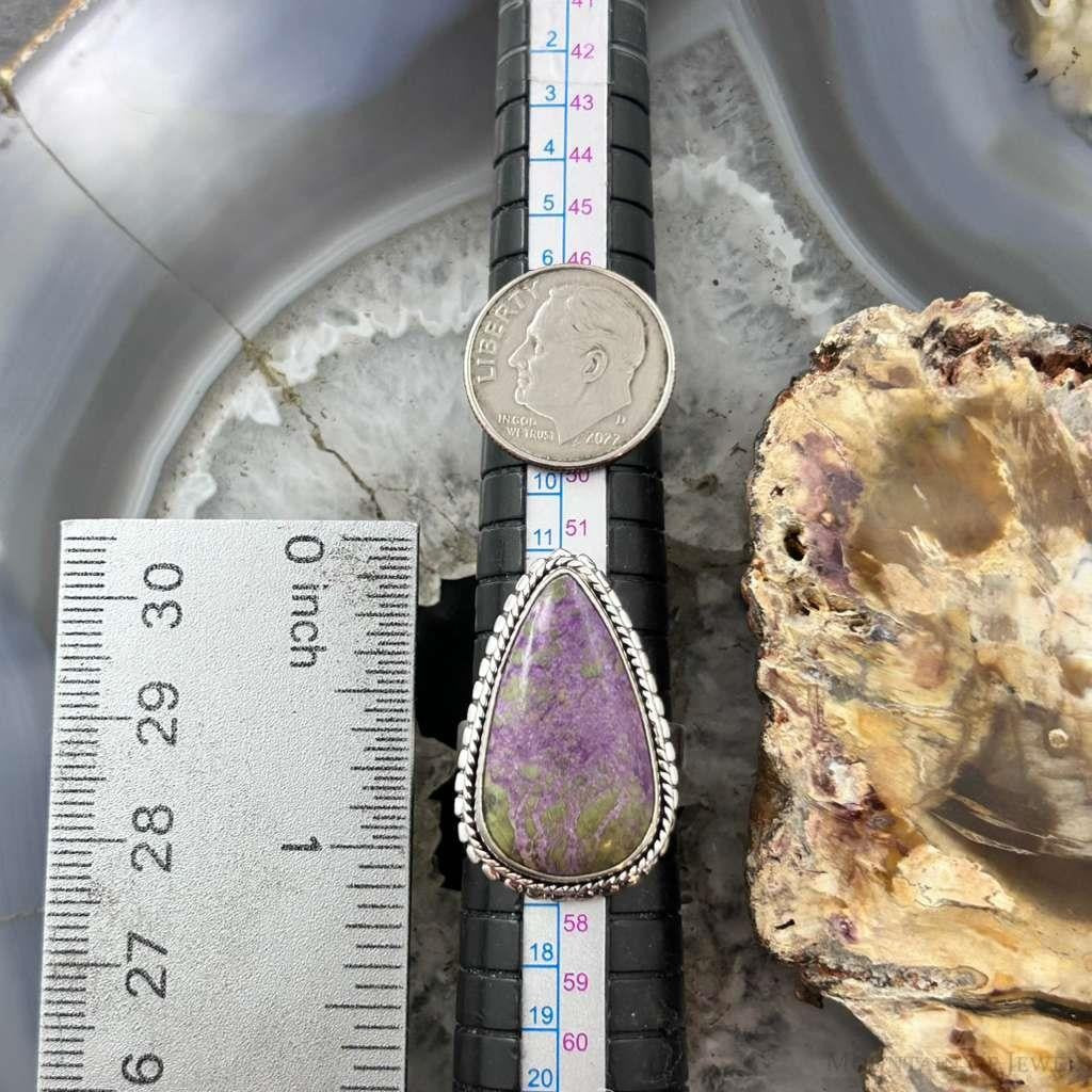 Sterling Silver Southwestern Style Teardrop Stichtite Ring Size 7 For Women