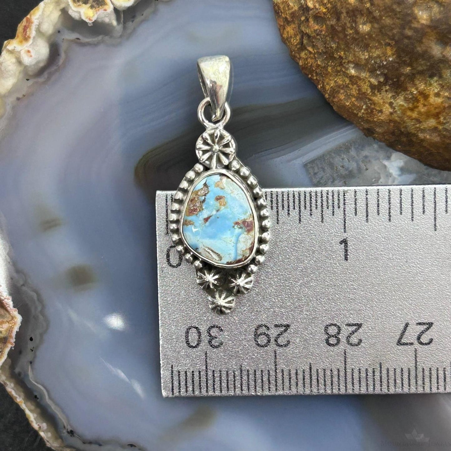 Sterling Silver Southwestern Style Golden Hill Turquoise Decorated Pendant For Women