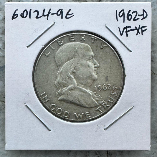 1962-D US Franklin Half Dollar .900 Silver VF-XF #60124-9E